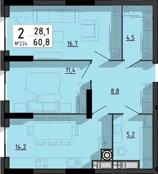 ЖК SvitLand Residences — 60.8 м²