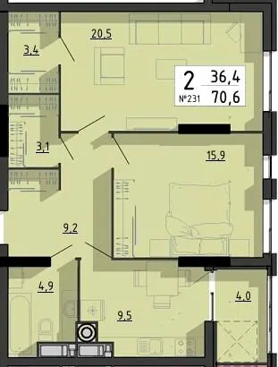 ЖК SvitLand Residences — 70.6 м²