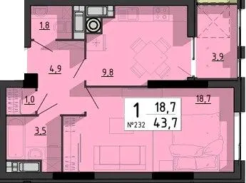 ЖК SvitLand Residences — 43.7 м²