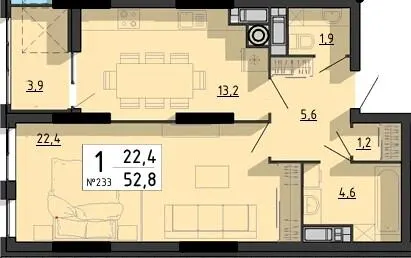 ЖК SvitLand Residences — 52.8 м²