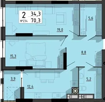 ЖК SvitLand Residences — 70.3 м²