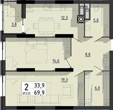 2-кімнатна квартира, 70 м², вул. Білецька, 56, Тернопіль — фото 1