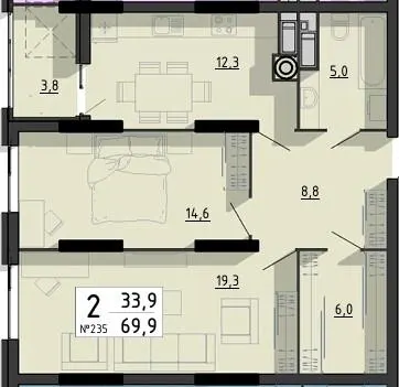ЖК SvitLand Residences — 69.9 м²