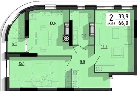 ЖК SvitLand Residences — 66 м²
