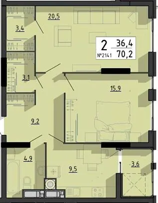 ЖК SvitLand Residences — 70.2 м²