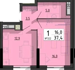 1-комнатная квартира, 37 м², вул. Білецька, 56, Тернополь — фото 1
