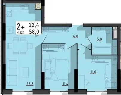 ЖК SvitLand Residences — 58 м²