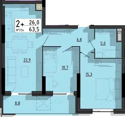 ЖК SvitLand Residences — 63.5 м²