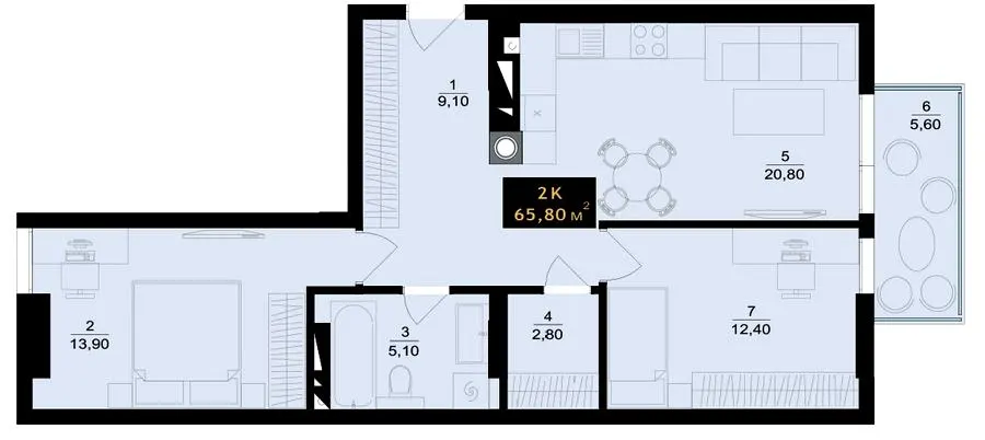 ЖК SKYLINE — 65.8 м²