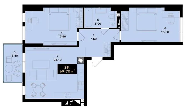 2-комнатная квартира, 70 м², вул. Олекси Алмазова, 4, Черновцы — фото 1