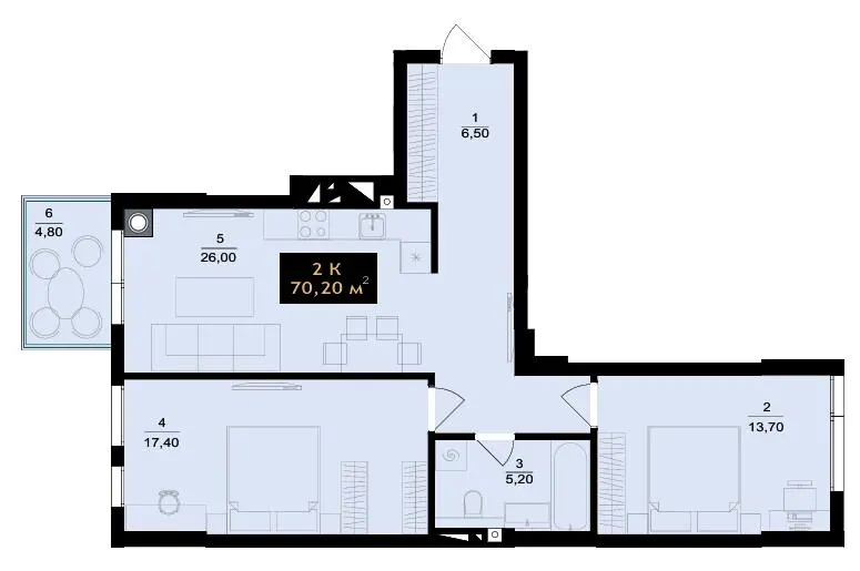 ЖК SKYLINE — 70.2 м²