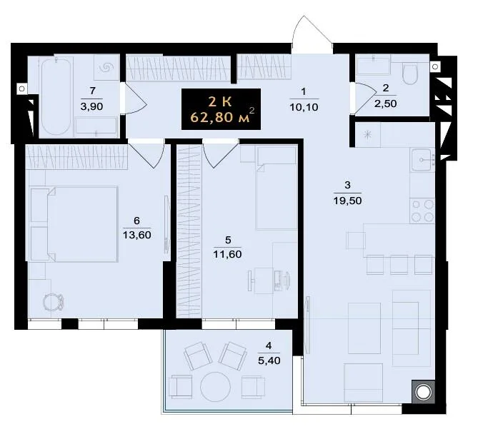 2-комнатная квартира, 63 м², вул. Олекси Алмазова, 4, Черновцы — фото 1
