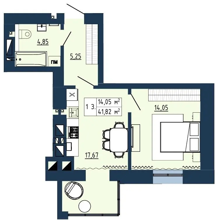 ЖК Гармонія — 41.8 м²