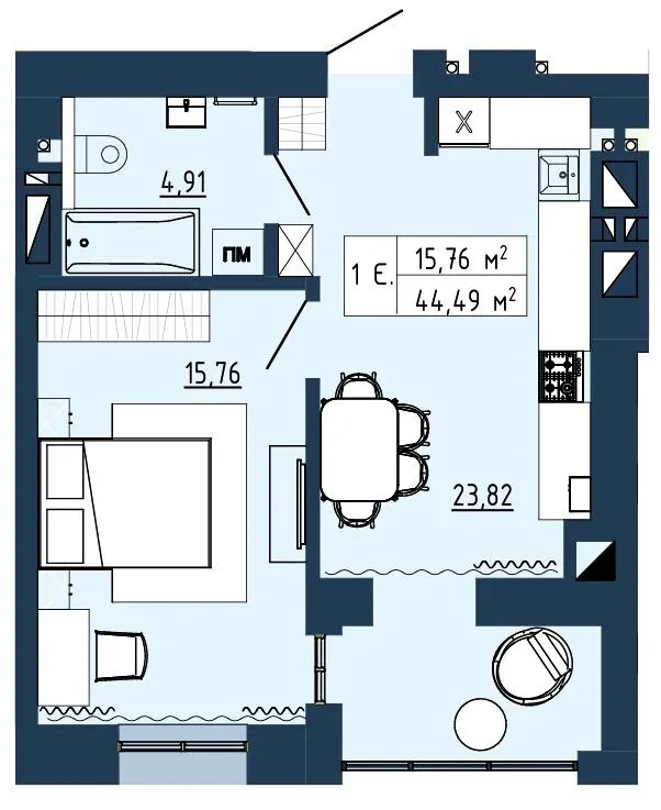 ЖК Гармонія — 44.5 м²