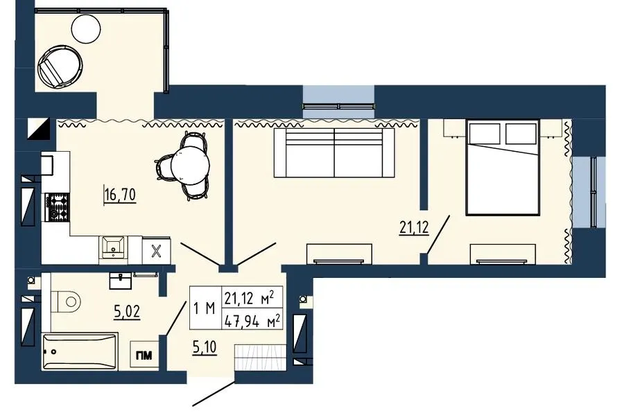 ЖК Гармонія — 47.9 м²