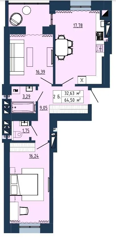 ЖК Гармонія — 64.5 м²