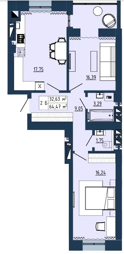ЖК Гармонія — 64.5 м²