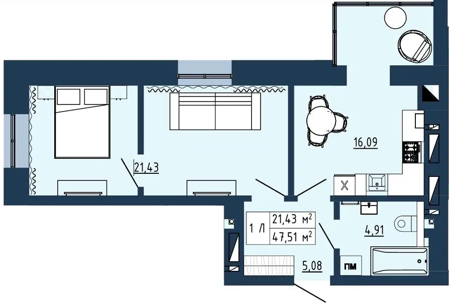 ЖК Гармонія — 47.5 м²