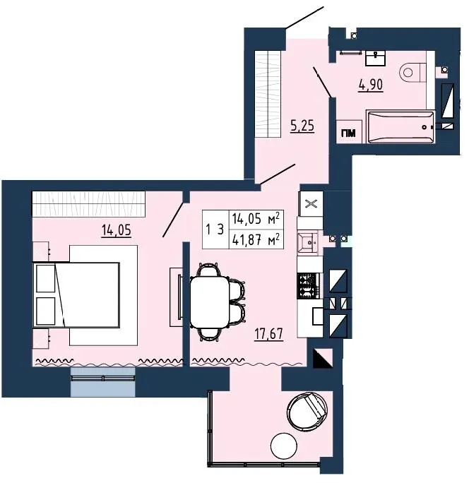 ЖК Гармонія — 41.9 м²
