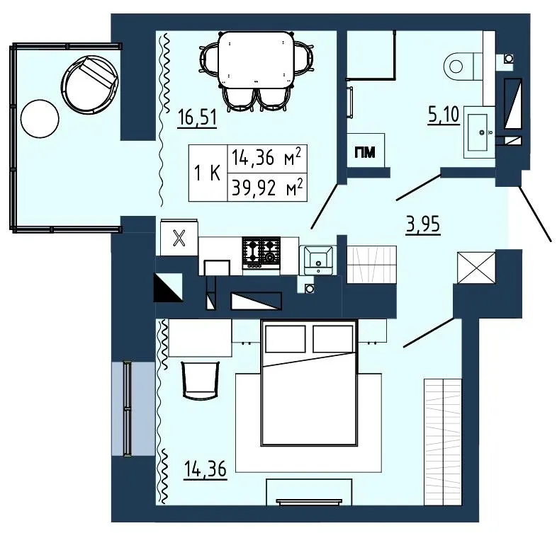 ЖК Гармонія — 39.9 м²