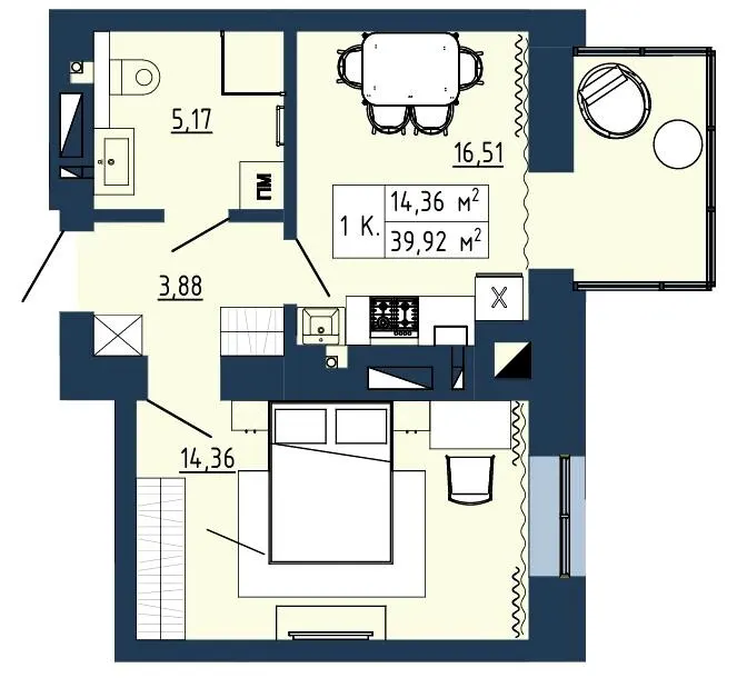 ЖК Гармонія — 39.9 м²