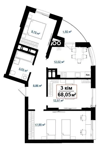 3-комнатная квартира, 68 м², вул. Пасічна, 30, Пасечная — фото 1