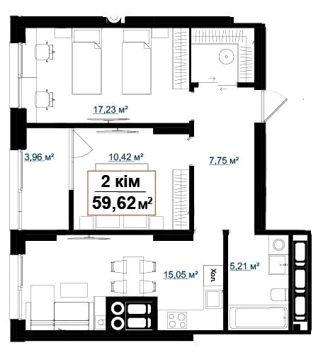 2-кімнатна квартира, 60 м², вул. Пасічна, 30, Пасічна — фото 1