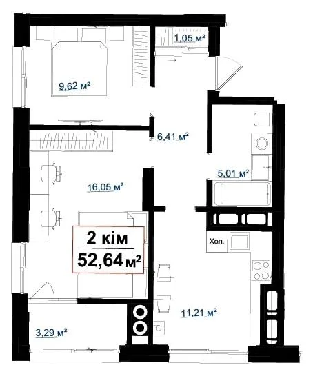 2-комнатная квартира, 53 м², вул. Пасічна, 30, Пасечная — фото 1