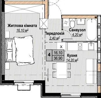 ЖК Plaza Kvartal 3 — 36.9 м²