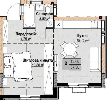 ЖК Plaza Kvartal 3 — 37.3 м²