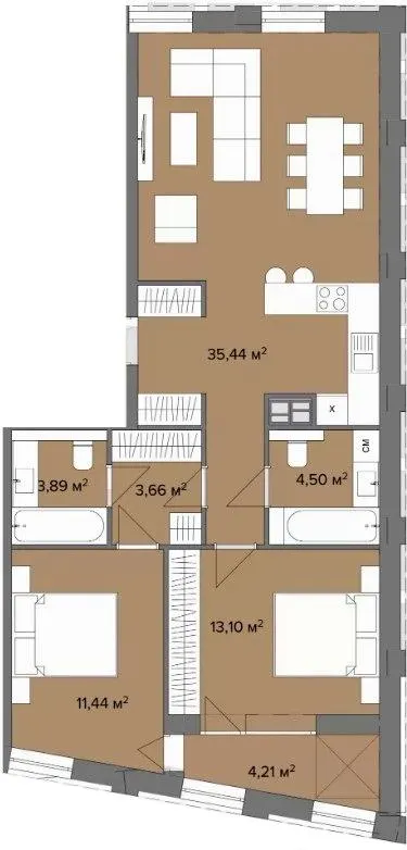 Клубний будинок Dmytrivsky — 76.2 м²