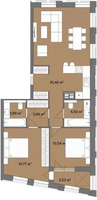 Клубний будинок Dmytrivsky — 76.3 м²