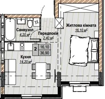 ЖК Plaza Kvartal 3 — 36.9 м²