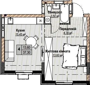 ЖК Plaza Kvartal 3 — 37.3 м²