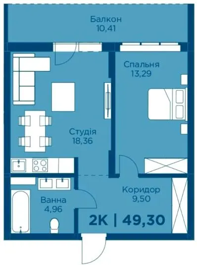 ЖК HydroPark DeLuxe — 49.3 м²