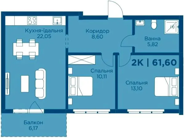 ЖК HydroPark DeLuxe — 61.6 м²