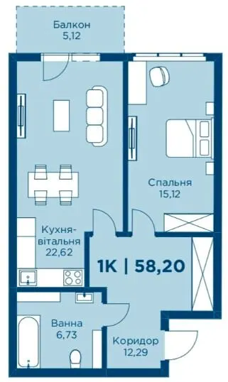 ЖК HydroPark DeLuxe — 58.2 м²