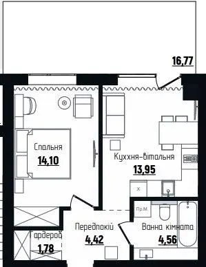 ЖК Затишний квартал — 43.8 м²
