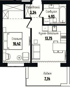 1-комнатная квартира, 46 м², Чагор — фото 1