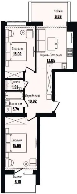 ЖК Затишний квартал — 68.9 м²