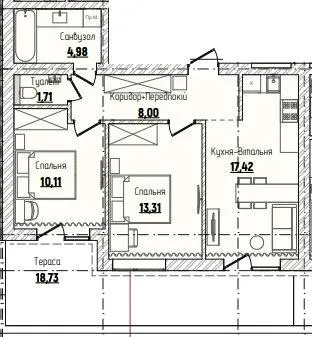 ЖК Затишний квартал — 61.2 м²