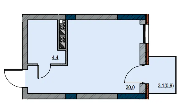 ЖК Prostranstvo на Радісній — 25.3 м²