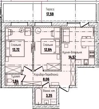 ЖК Затишний квартал — 59.5 м²