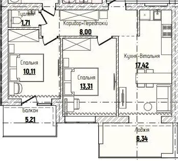ЖК Затишний квартал — 63.4 м²