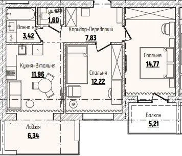 2-кімнатна квартира, 60 м², Чагор — фото 1