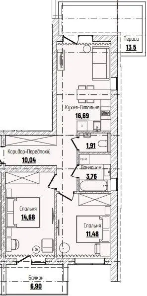ЖК Затишний квартал — 64.7 м²