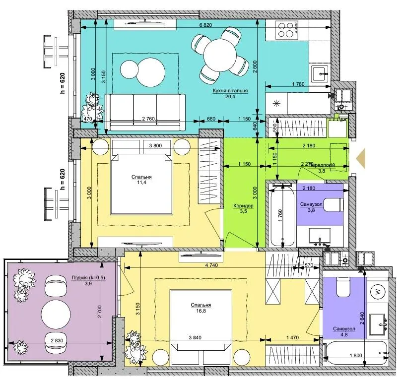 ЖК Файна Таун — 68.4 м²