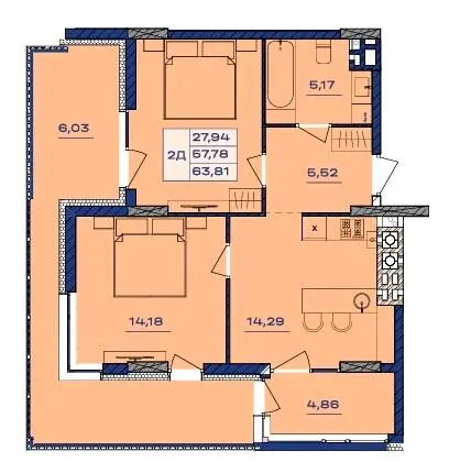 ЖК AURA Resident — 63.8 м²
