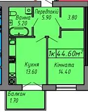 ЖК СКАНДИНАВІЯ — 44.6 м²