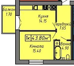 ЖК СКАНДИНАВІЯ — 43.8 м²